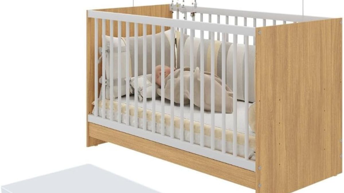 Berço 3 em 1 com Colchão Incluso Multimóveis Madeirado/branco